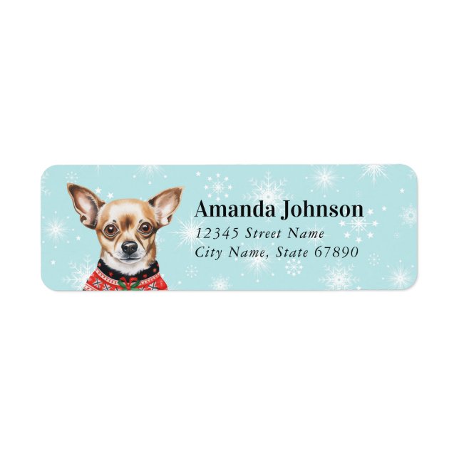 Christmas Chihuahua Return Address Labels (Front)