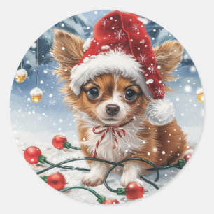 Christmas Chihuahua Santa Dog Classic Round Sticker