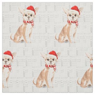 Christmas Chihuahua Santa Dog Woof Word Art Fabric