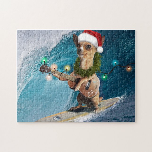 Christmas Chihuahua Surfing Jigsaw Puzzle (Horizontal)