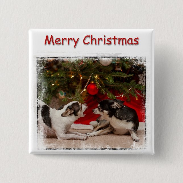 Christmas Chihuahua's 15 Cm Square Badge (Front)