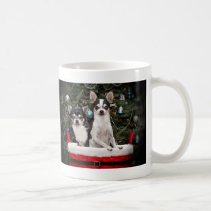 Christmas Chihuahua's in a red basket Coffee Mug