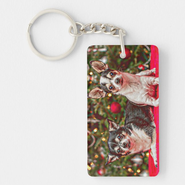 Christmas Chihuahua's Key Ring (Front)