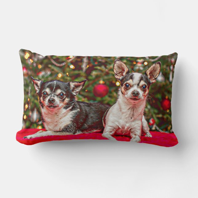 Christmas Chihuahua's Lumbar Cushion (Front)
