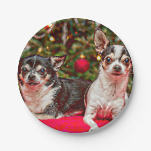 Christmas Chihuahua's Paper Plate