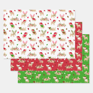Christmas Chihuahuas Wrapping Paper Sheet