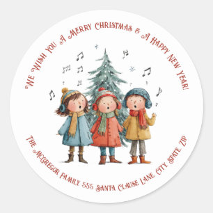 Christmas Children Singing Festive Holiday Sticker