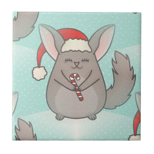 christmas chinchillas ceramic tile