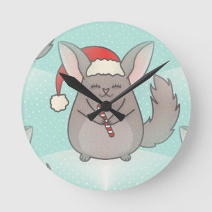 christmas chinchillas round clock