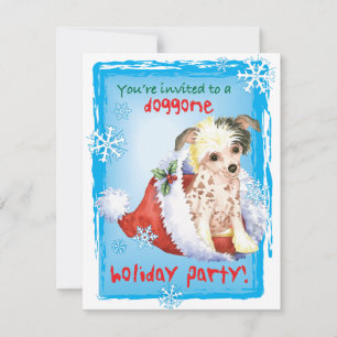 Christmas Chinese Crested Invitation