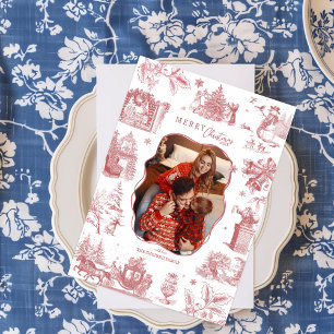 Christmas Chinoiserie Toile Photo Holiday Card