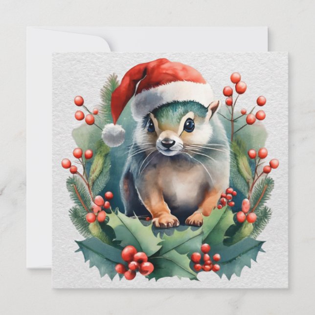 Christmas Chipmunk Greeting Card (Front)