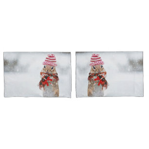 Christmas chipmunk pillowcase