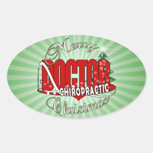 CHRISTMAS CHIROPRACTIC DOCTOR OVAL STICKER