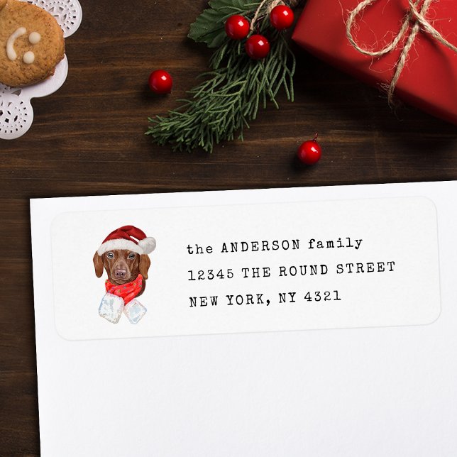 Christmas Chocolate Dachshund Dog Return Address Label (Creator Uploaded)
