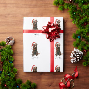 Christmas Chocolate Lab Dog Hat Wrapping Paper