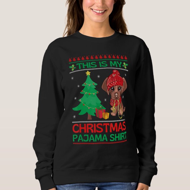Christmas Chocolate Lab Matching Family Pyjamas La Sweatshirt (Front)