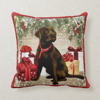 CHRISTMAS CHOCOLATE LABRADOR CUSHION