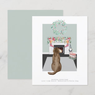 Christmas Chocolate Labrador Dog Fireplace Scene