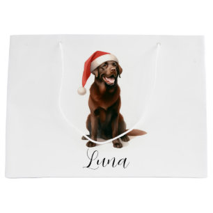 Christmas Chocolate Labrador Dog Hat Gift Bag