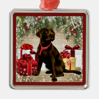 CHRISTMAS CHOCOLATE LABRADOR METAL TREE DECORATION