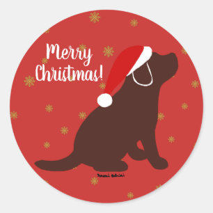 Christmas Chocolate Labrador Puppy Classic Round Sticker