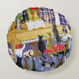 Christmas Chorus Round Cushion