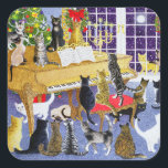 Christmas Chorus Square Sticker<br><div class="desc">Christmas Chorus (acrylic on canvas)  Scott  Pat / Private Collection / Bridgeman Images Domestic Animals - pets Domestic Animals Mammals</div>