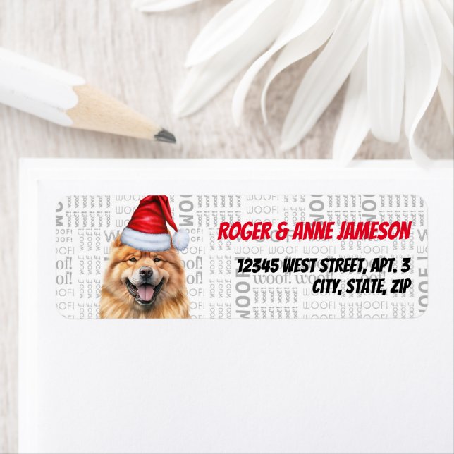 Christmas Chow Chow Santa Dog Return Address Label (Insitu)