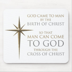 Christmas Christian Faith Star: Birth & Cross Mouse Pad