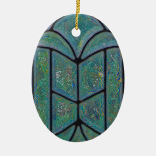 Christmas Christian Glory to God Window Ceramic Ornament (Front)