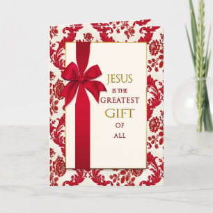 Christmas- Christian - Greatest Gift - Ribbon Holiday Card