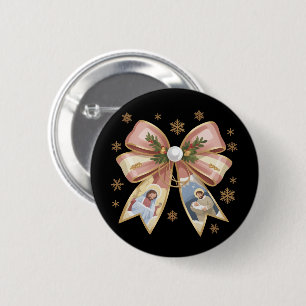 Christmas Christian Nativity Scene Coquette Jesus 6 Cm Round Badge