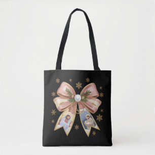 Christmas Christian Nativity Scene Coquette Jesus Tote Bag
