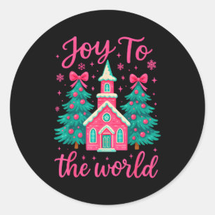 Christmas Christian Nativity Scene Joy To The Worl Classic Round Sticker