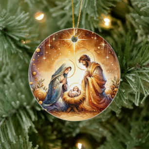 Christmas Christian Personalised Nativity Ceramic Ornament