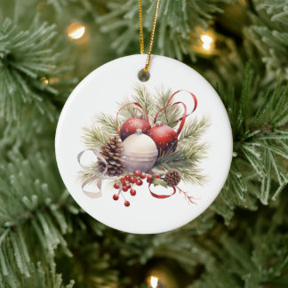 Christmas Christian Personalised Rustic Ceramic Ornament