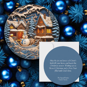Christmas Christian Personalized Holiday Card Blue