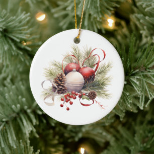 Christmas Christian Personalized Rustic Ceramic Ornament