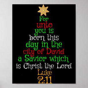 Christmas Christian Shirt Unto You Is Born A Savio Poster