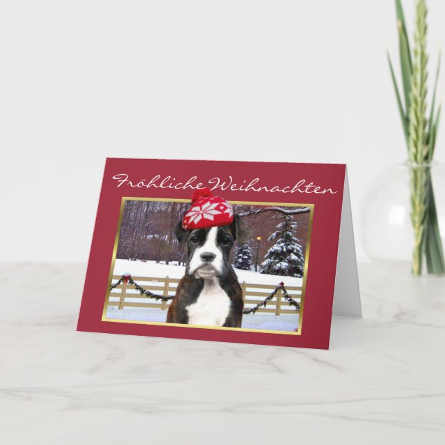 Christmas Christmas Boxer dog card (Front)