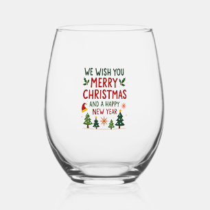 Christmas Christmas Christmas Christmas Christmas  Stemless Wine Glass