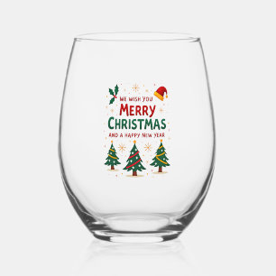 Christmas Christmas Christmas Christmas Christmas  Stemless Wine Glass