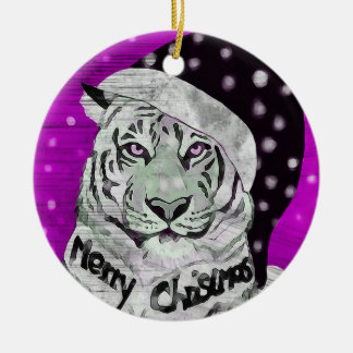 Christmas Christmas Christmas Tiger Ceramic Ornament