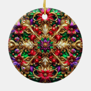 CHRISTMAS ~ Christmas Floral Design ~ Ceramic Ornament