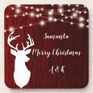 Christmas Christmas garland, deer head, personaliz Coaster