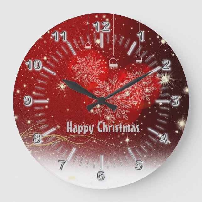 Christmas chrome numbers large clock (Front)