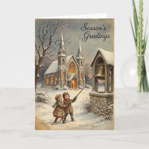 Christmas Church Bells Greetings Card