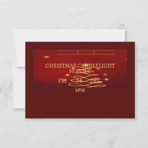 Christmas Church Candlelight Service Gold Invite