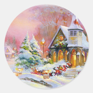 Christmas Church Classic Round Sticker